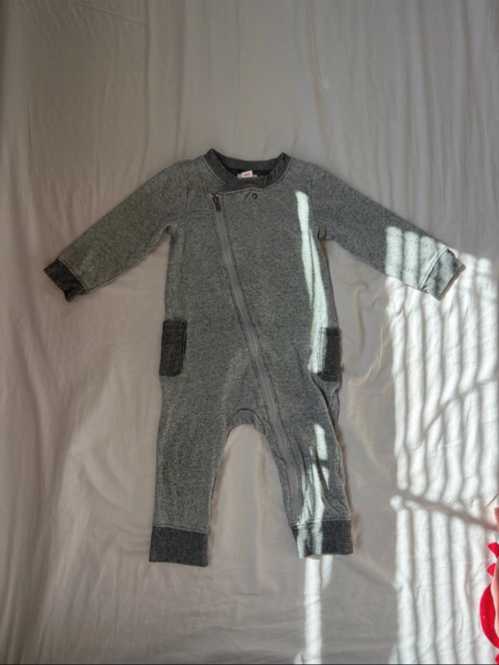 Cat & Jack Heather Gray Zippered Footie One-Piece